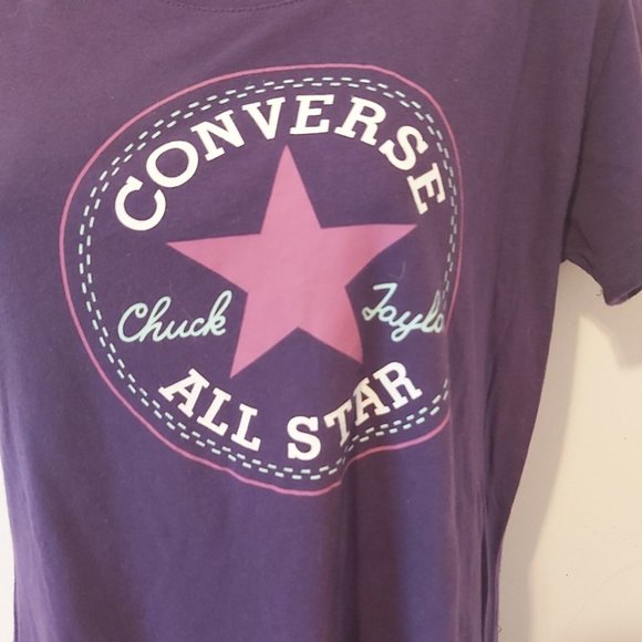 CONVERSE ALL STAR | Women's Chuck Taylor Graphic T Shirt Purple Size Medium - Picture 2 of 6